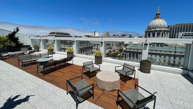 Casey Terrace North facing view with City Hall