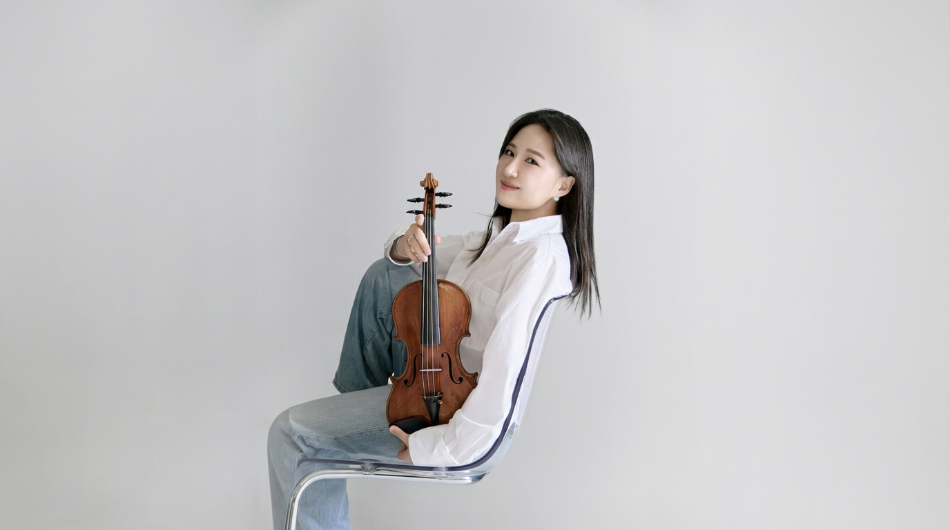 Jeeihn Kim holding violin