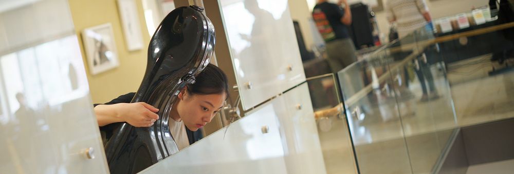 Student overlooking atrium