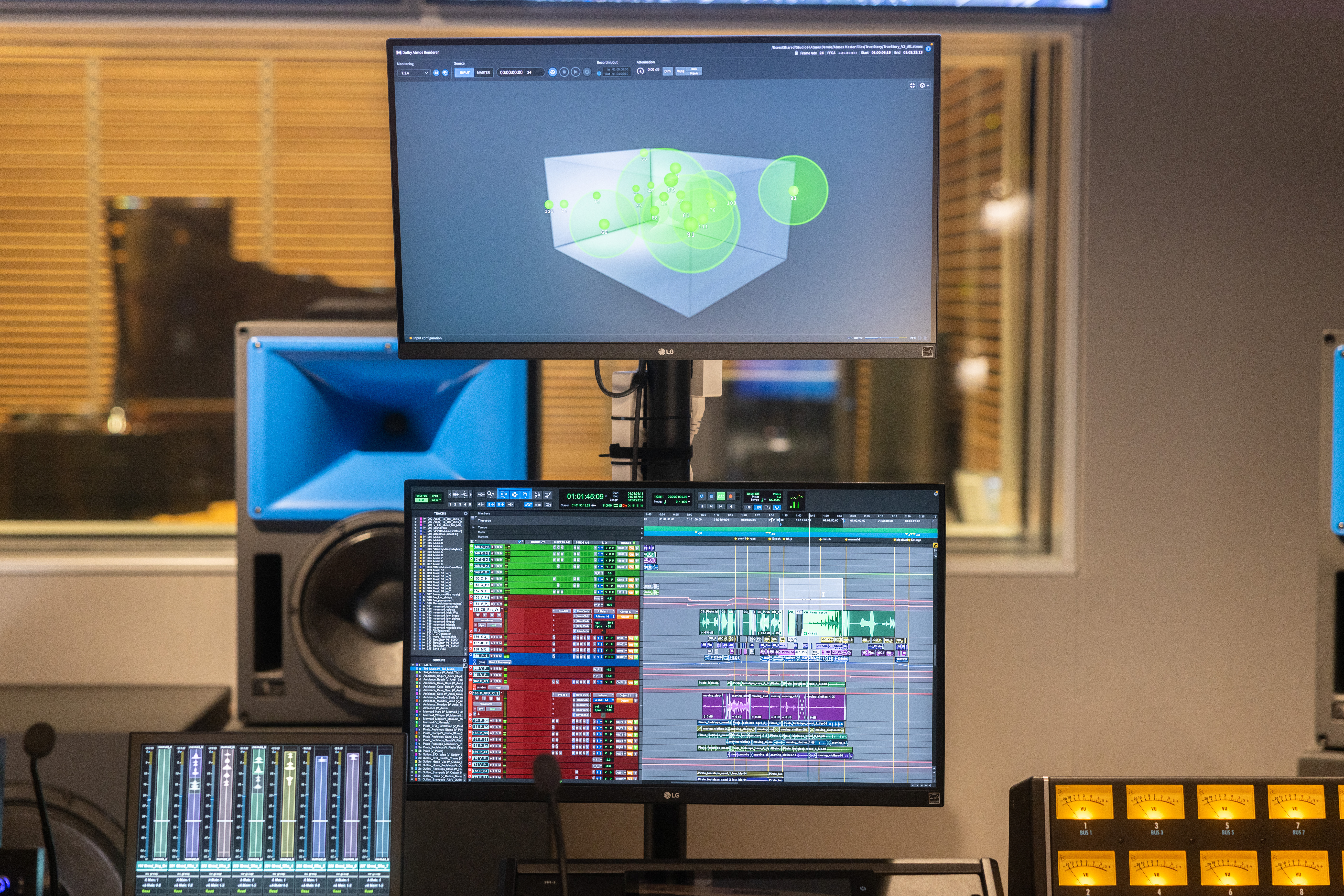 The Dolby Atmos display in Studio G.