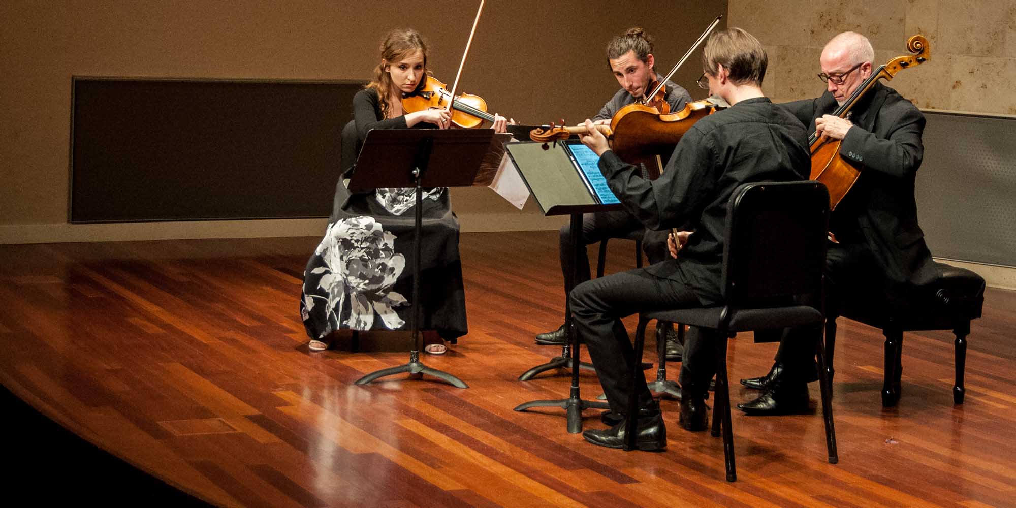 A string quartet performing