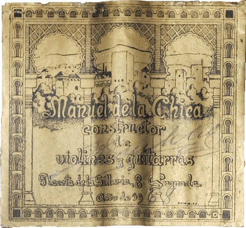 1968 Manuel de la Chica guitar label