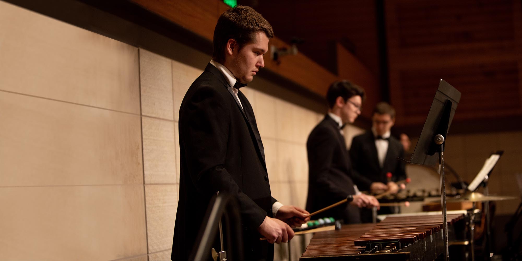 A SFCM student percussionist playing the marimba