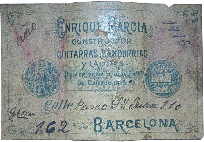 1915 Enrique Garcia guitar label