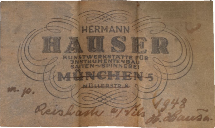 1948 Hermann Hauser I guitar label