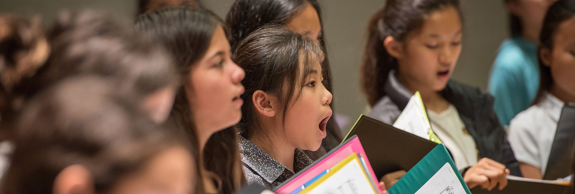 Young students singing