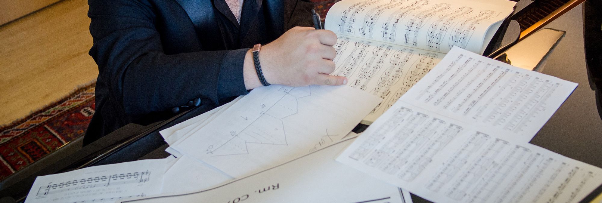 PDEC: student working on analysis of sheet music