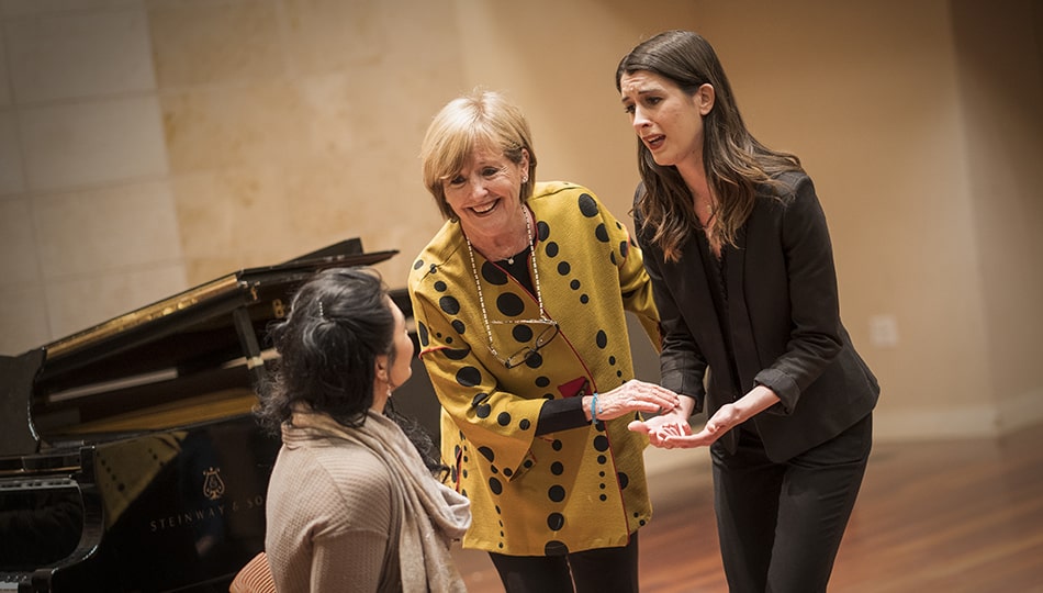 Frederica von Stade (Flicka) with students Marina Davis mezzo soprano and Ariana Maloney soprano