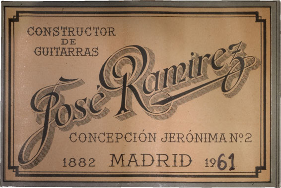 1961 José Ramirez III guitar label