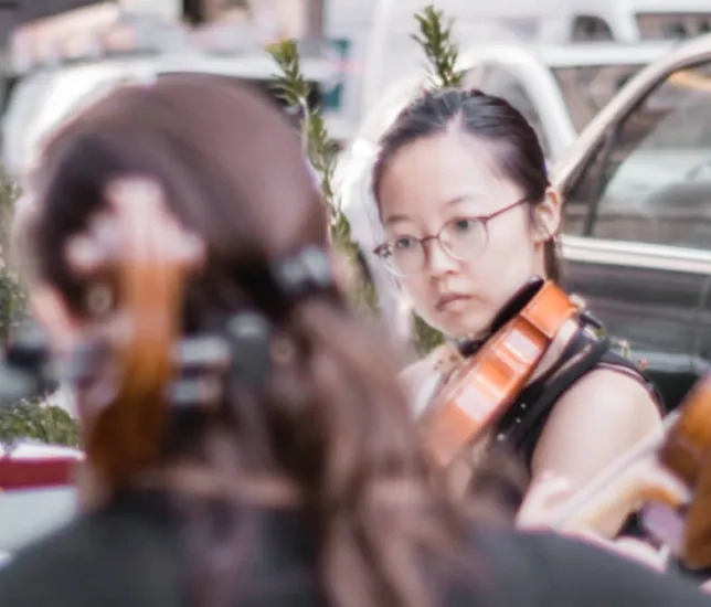 Conservatory students performing on the street