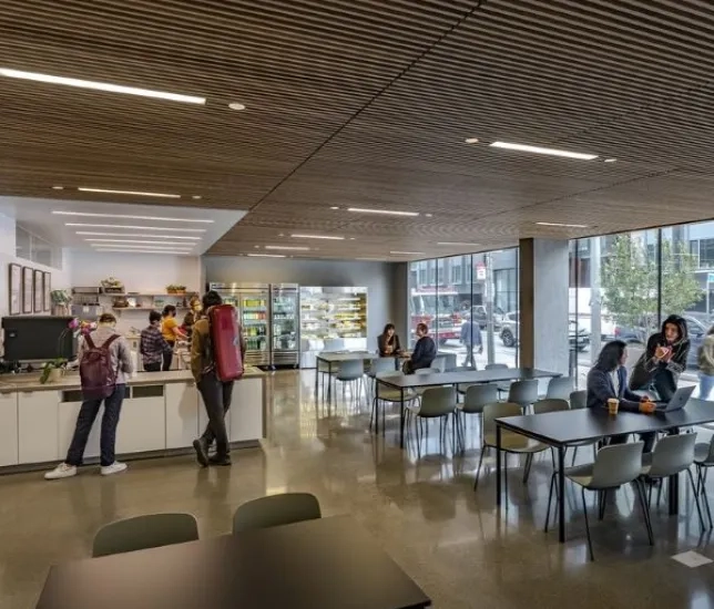 the bowes cafeteria with students going about their days