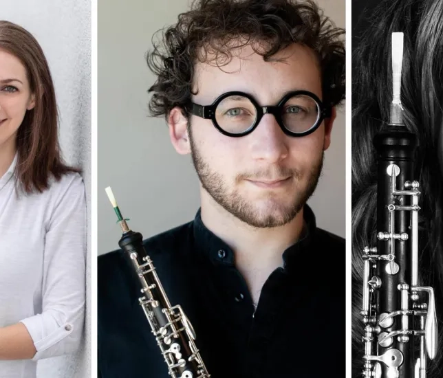 three headshots of oboe students