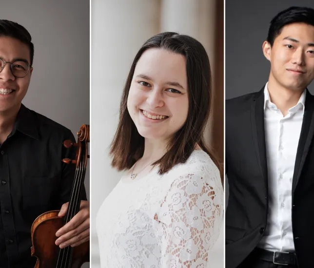 From left: Daniel Tan, Isabel Tannenbaum, and Zhenwei Shi.
