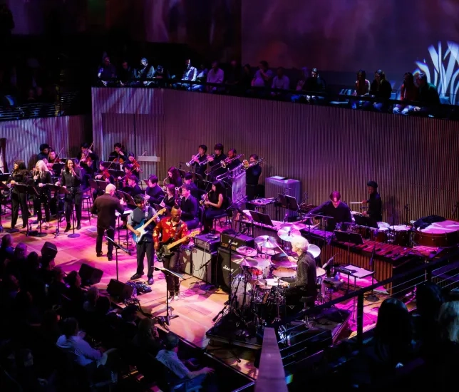Stewart Copeland with SFCM students at SFJAZZ.