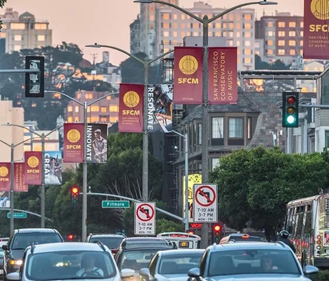 A photo of SFCM banners in San Francisco