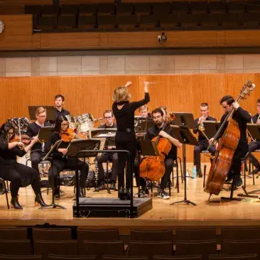 new music ensemble in a dress rehearsal