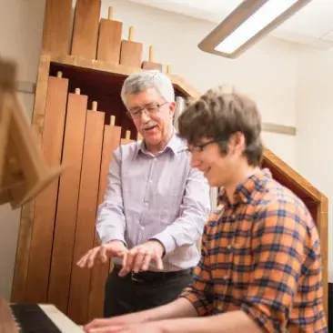 an organ lesson in the organ room