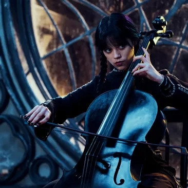 Jenna Ortega plays cello in 'Wednesday.'