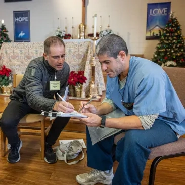 Voice faculty Matthew Worth at San Quentin Rehabilitation Center.