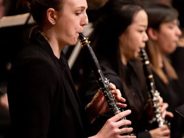 the clarinet section during a performance