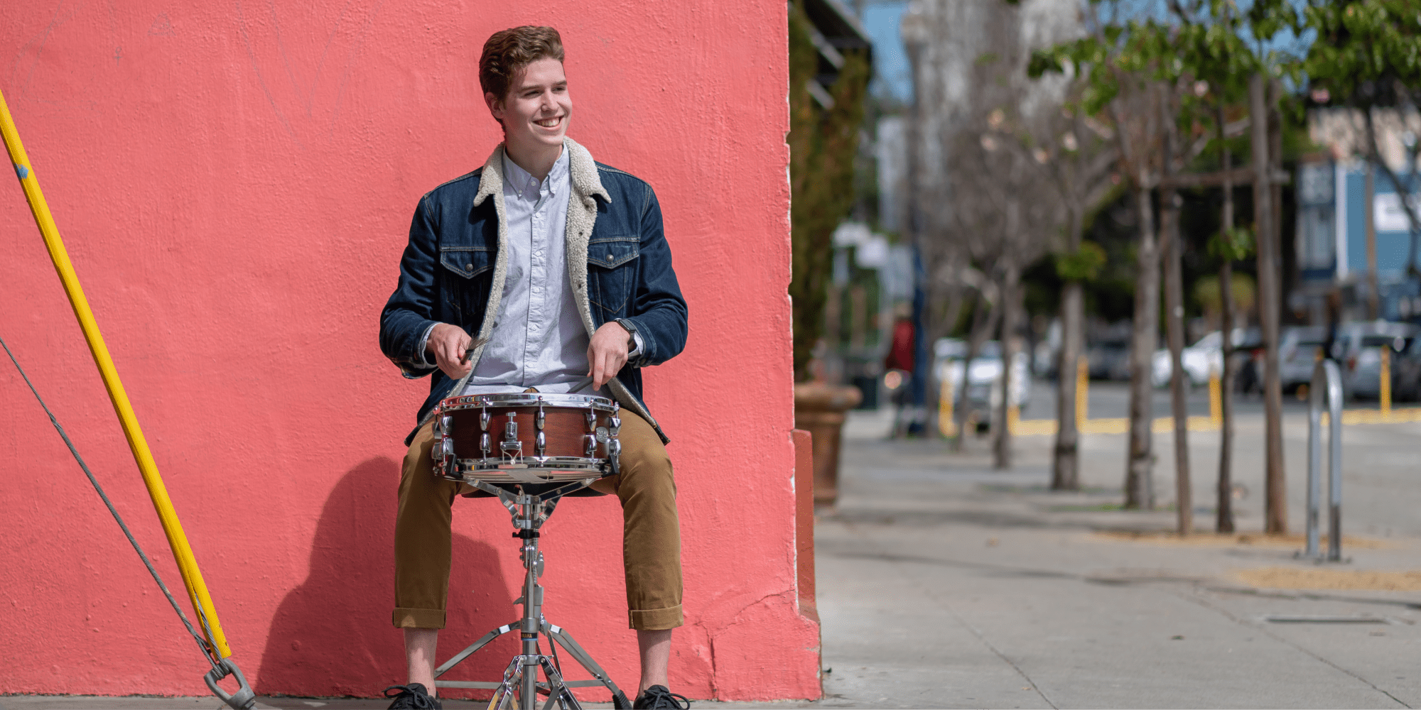 SFCM Percussion student playing outside