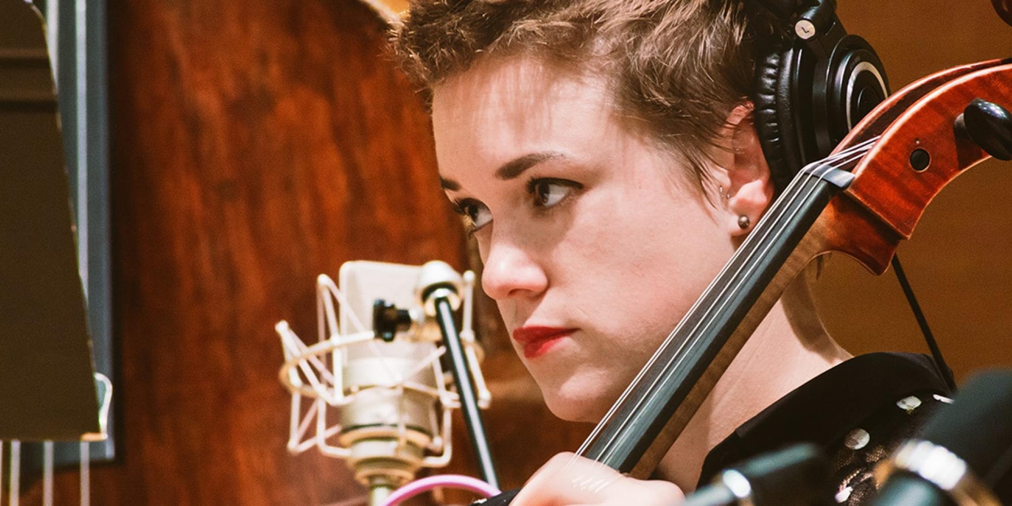 generic cello performance photo microphone vocalist