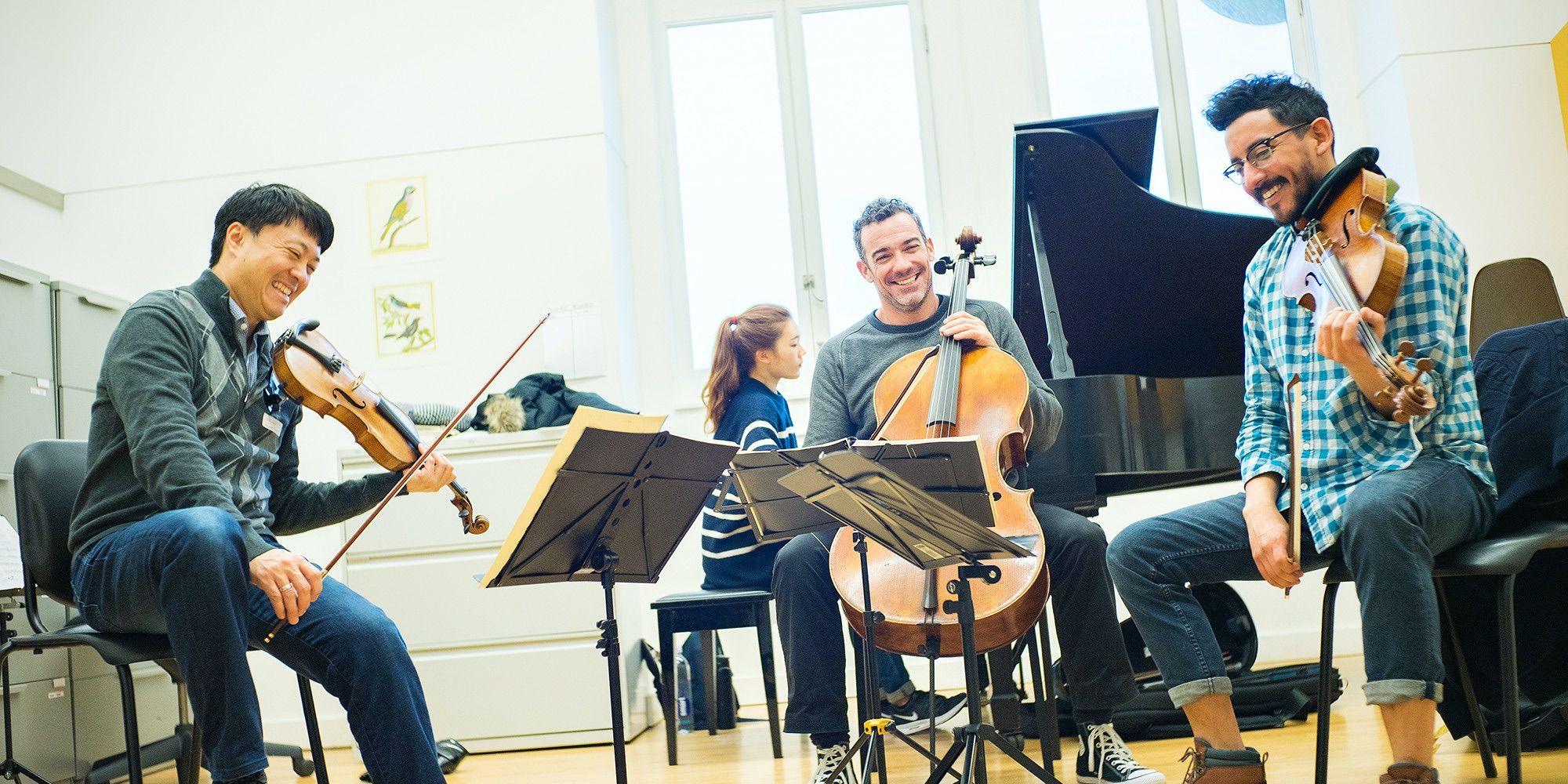 Luis Bellorin '17 with Members of the Miró Quartet