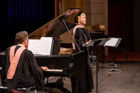 Joyce DiDonato Performs with a piano during the SFCM commencement