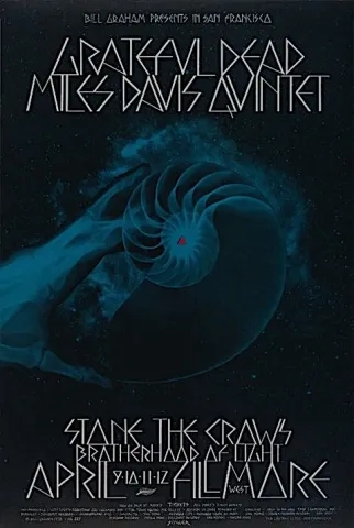 The original poster art for Miles Davis' run opening for the Grateful Dead at the Fillmore West.