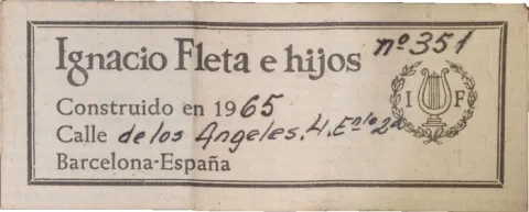 1965 Ignacio Fleta guitar label