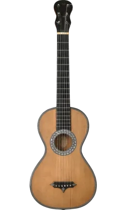 front of 1830 Rene Lacote guitar