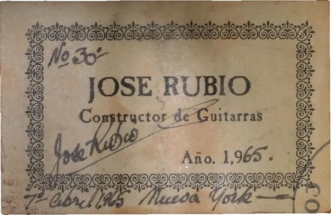 1965 David “Jose” Rubio guitar label