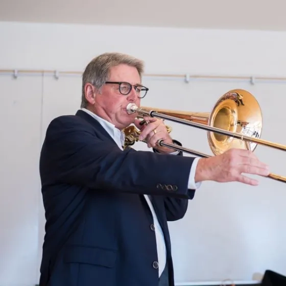 John Engelkes playing trombone