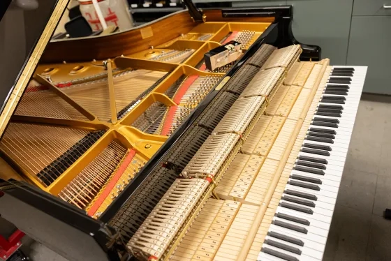 A Steinway opened for repair at SFCM.