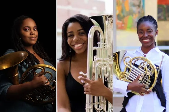 Chromatic Brass Collective co-founders (from left) Yasmeen Richards, Navilla Burns, and Madison Dorsett.