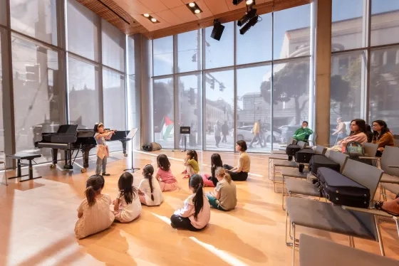 Children attend a class in the Cha Chi Ming Recital hall.