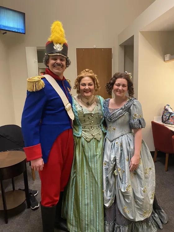 Catherine Cook with SFCM graduates Alex Granito and Ashley Troester.