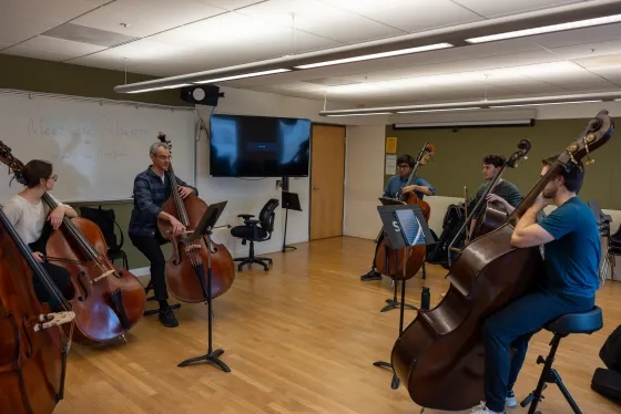 Scott Pingel's double bass studio.