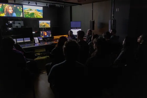 TAC students watch one of the SFFILM entrants in Studio H.