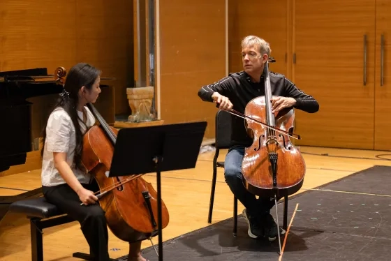 SFCM student Ayoun Alexandra Kim with Johannes Moser.