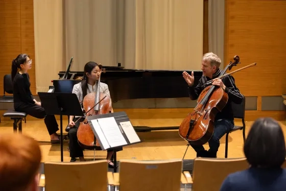 SFCM student Ayoun Alexandra Kim with Johannes Moser.