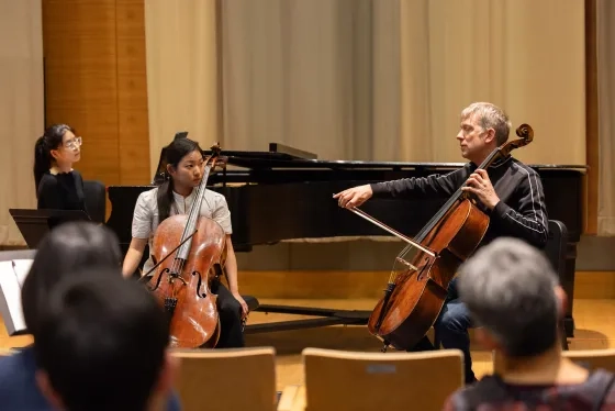 SFCM student Ayoun Alexandra Kim with Johannes Moser.