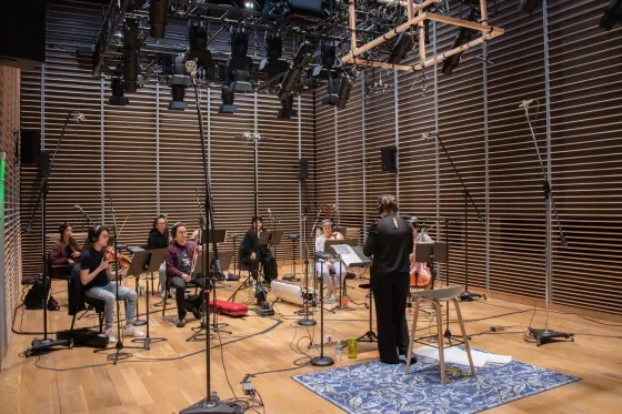 Students and faculty record in Studio G.