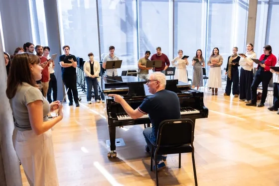 Craig Terry works with students in the Cha Chi Ming Recital Hall. 