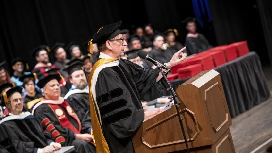 Dr. Nikolaus Hohmann addresses SFCM's Class of 2025. Dr. Nikolaus Hohmann addresses SFCM's Class of 2025.