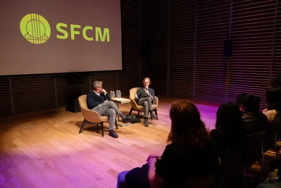 Edwin Outwater interviews Danny Elfman in the Bowes Center.