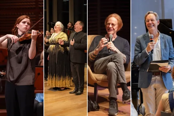 Fiona Cunninghame-Murray, Christine Goerke, Hugh Russell, Danny Elfman, Jake Heggie. (L to R) 