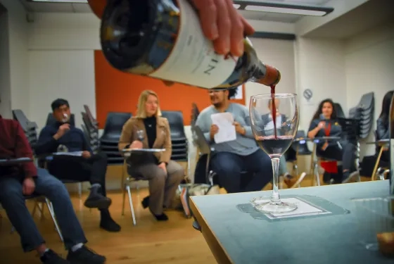 Winter Term's music and wine-pairing class.