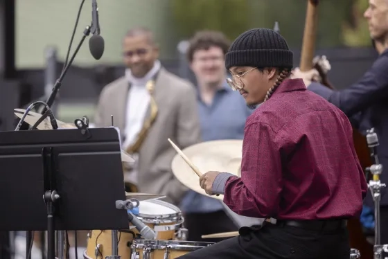 An RJAM drummer performs as part of the SFJAZZ Festival.