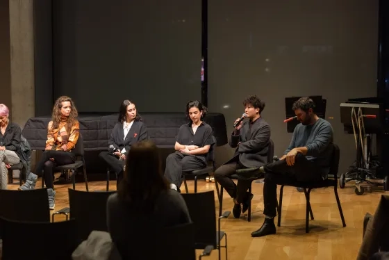  Cirque du Soleil ECHO musicians speak in the Bowes Center.